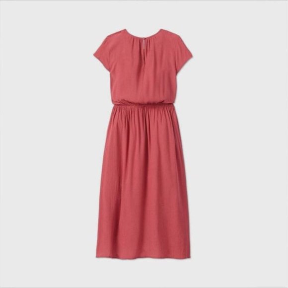 Women's Short Sleeve Cinched Waist Dress - Pink - Picture 2 of 3